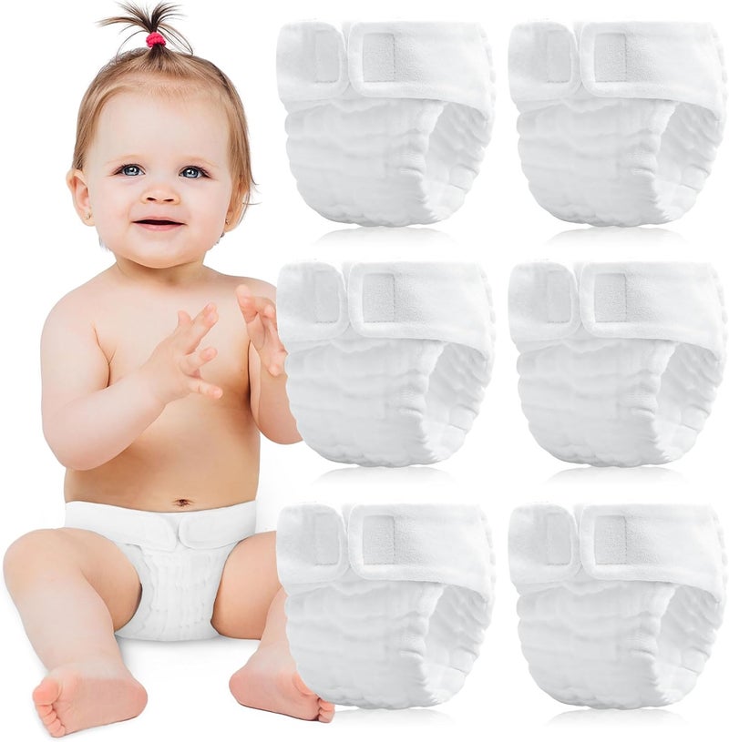Max Shape 6 Pack Wearable Cotton Cloth Dipper Pants for Baby Girls and Boys,Adjustable Cotton Diaper 13 Layers - Image 1